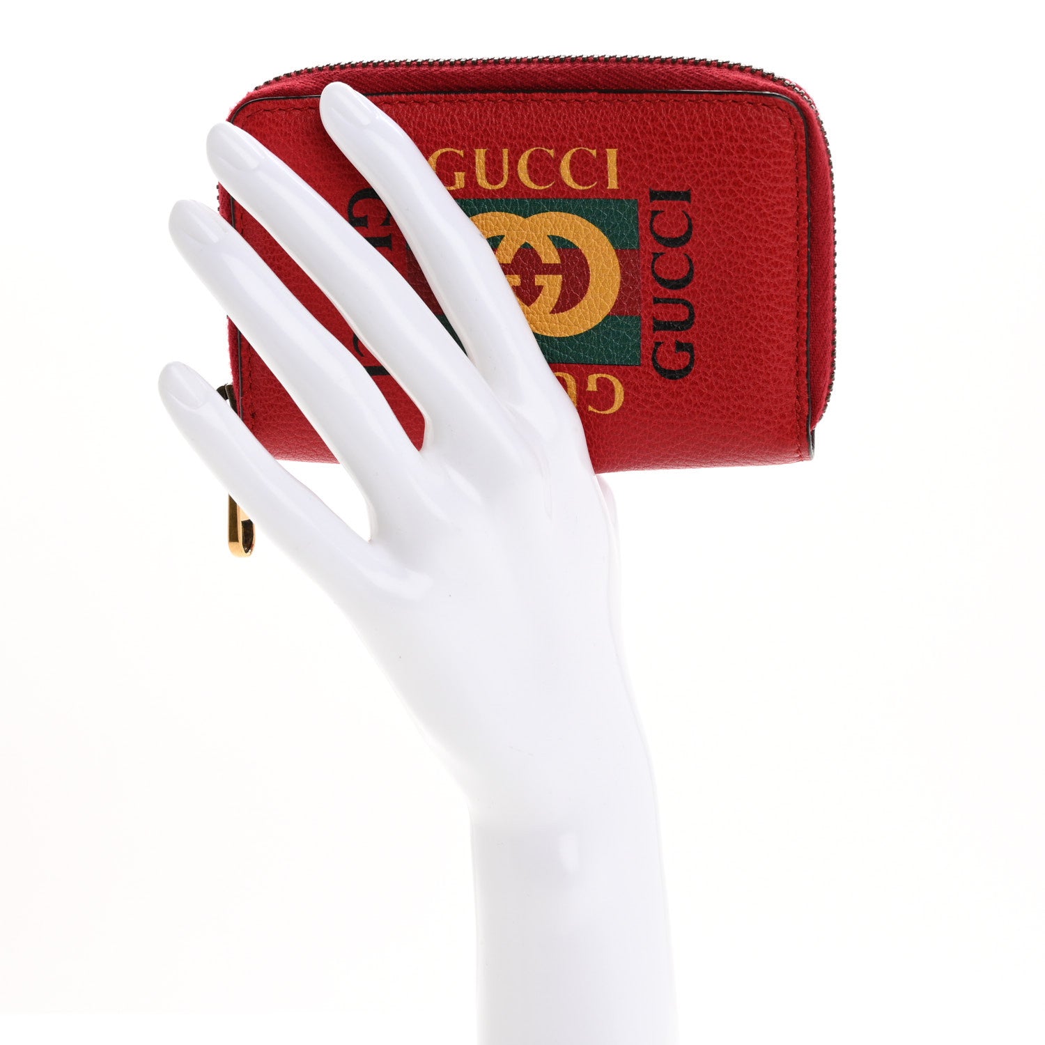 Gucci Calfskin Logo Zip Around Card Case Hibiscus Red 2 of 10
