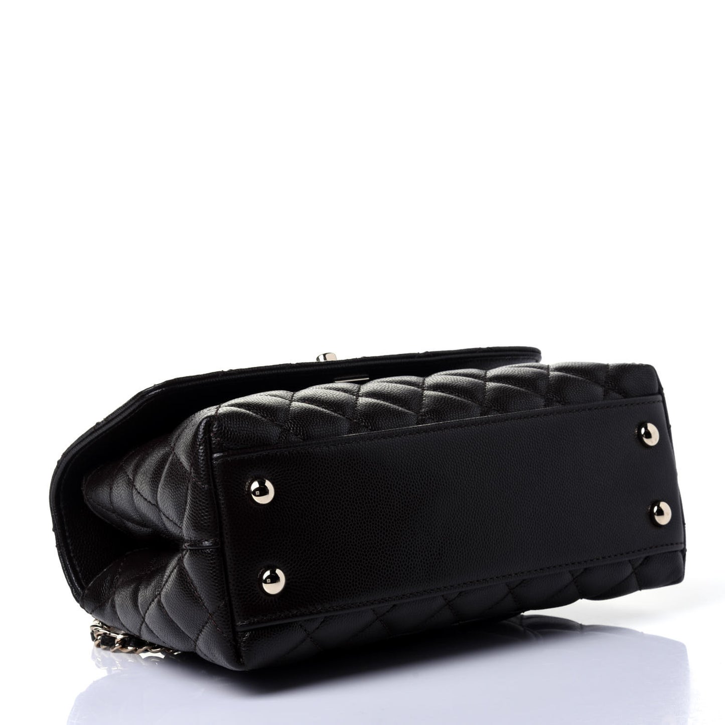 Caviar Quilted Mini Coco Handle Flap Dark Brown