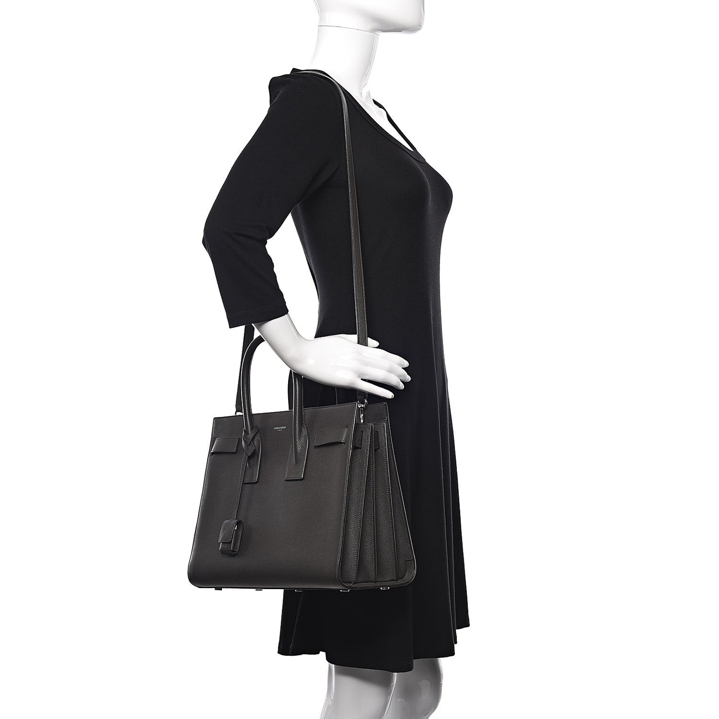 Grained Calfskin Small Sac De Jour Black