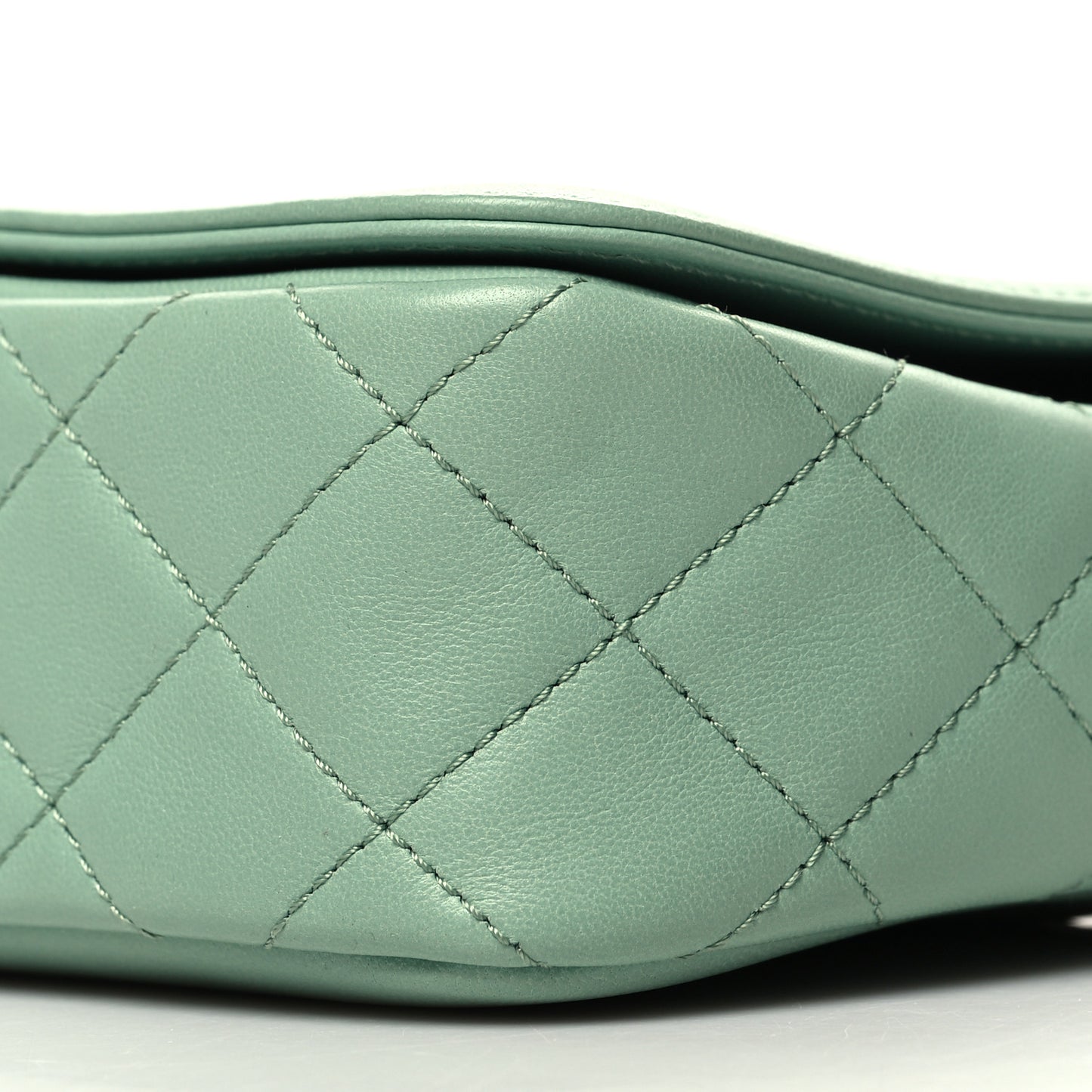 Lambskin Calfskin Quilted Strass Mania Mini Square Flap Light Green