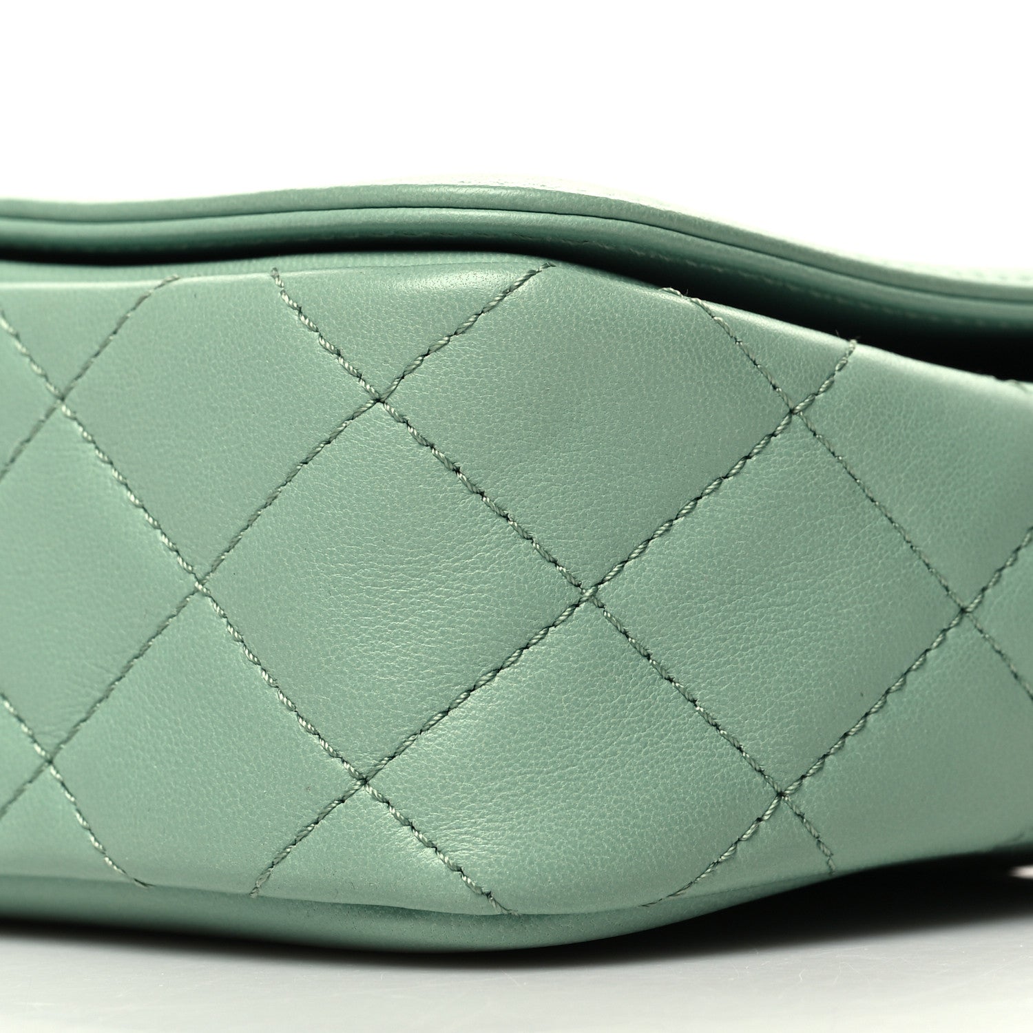 Chanel Lambskin Calfskin Quilted Strass Mania Mini Square Flap Light Green 10 of 11