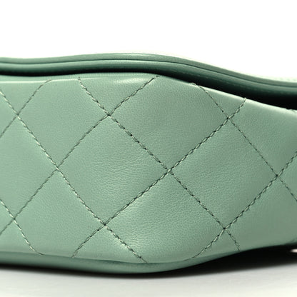 Chanel Lambskin Calfskin Quilted Strass Mania Mini Square Flap Light Green 10 of 11