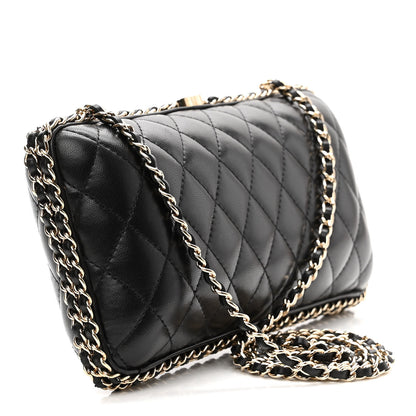 Chanel Lambskin Quilted Chain Around Clutch Black 3 of 10