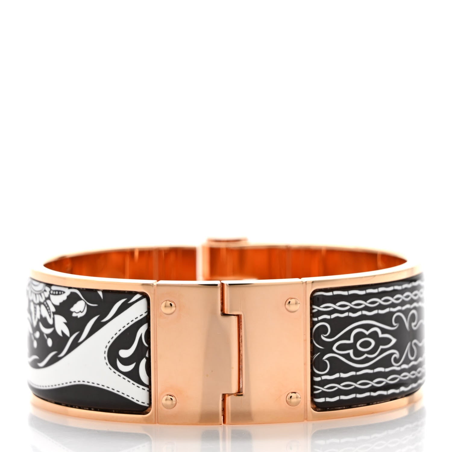 Hermes Enamel Printed Wide Hinged Bracelet M 3 of 4