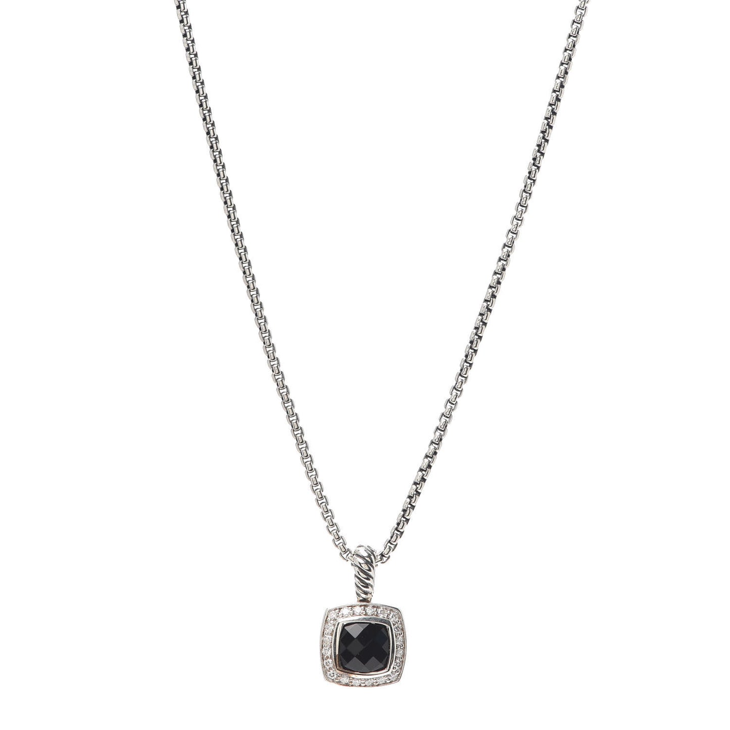 Sterling Silver Diamond Black Onyx 7mm Petite Albion Necklace