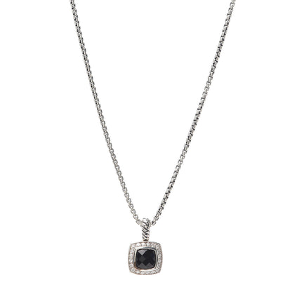 David Yurman Sterling Silver Diamond Black Onyx 7mm Petite Albion Necklace 1 of 5