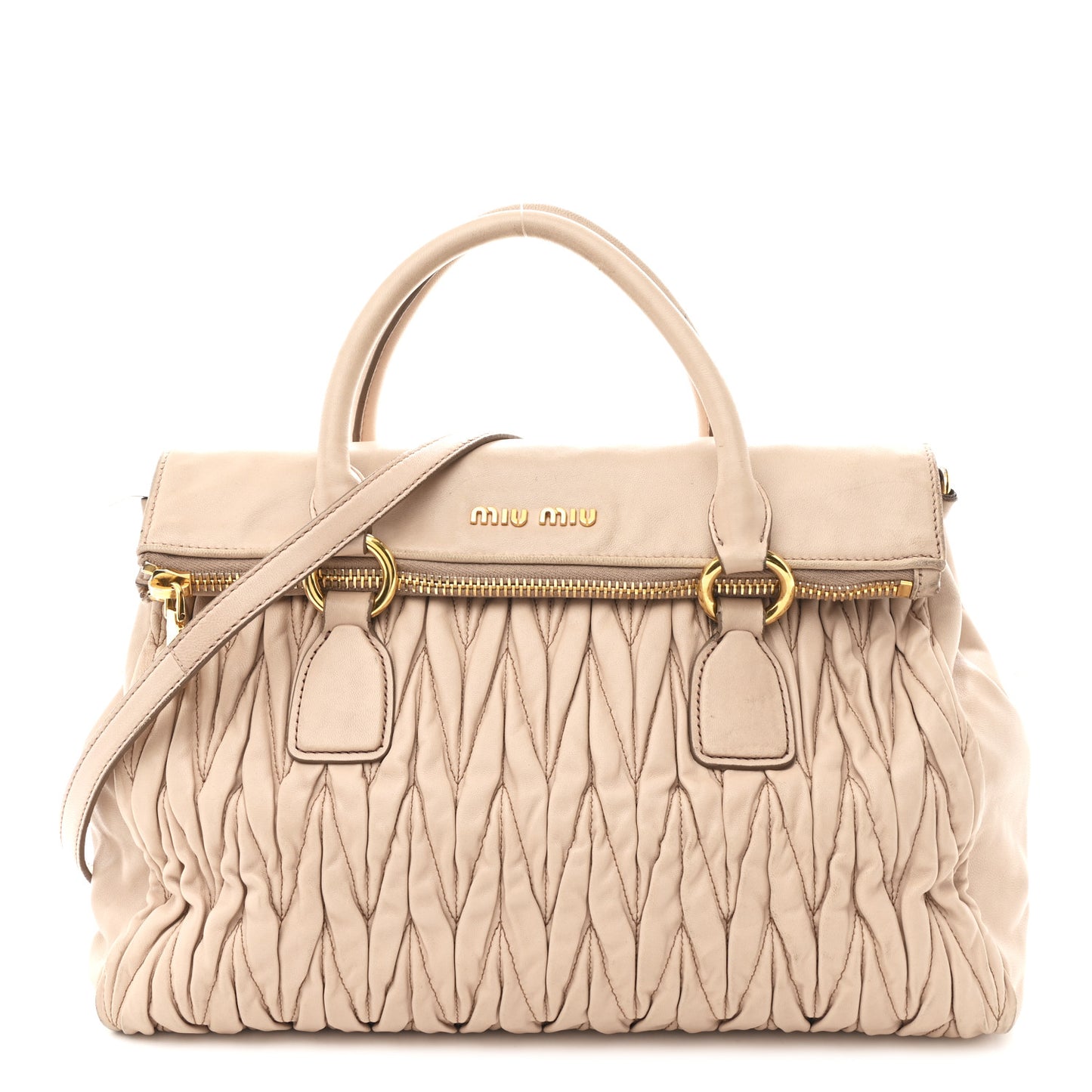Nappa Matelasse Top Handle Bag Cammeo