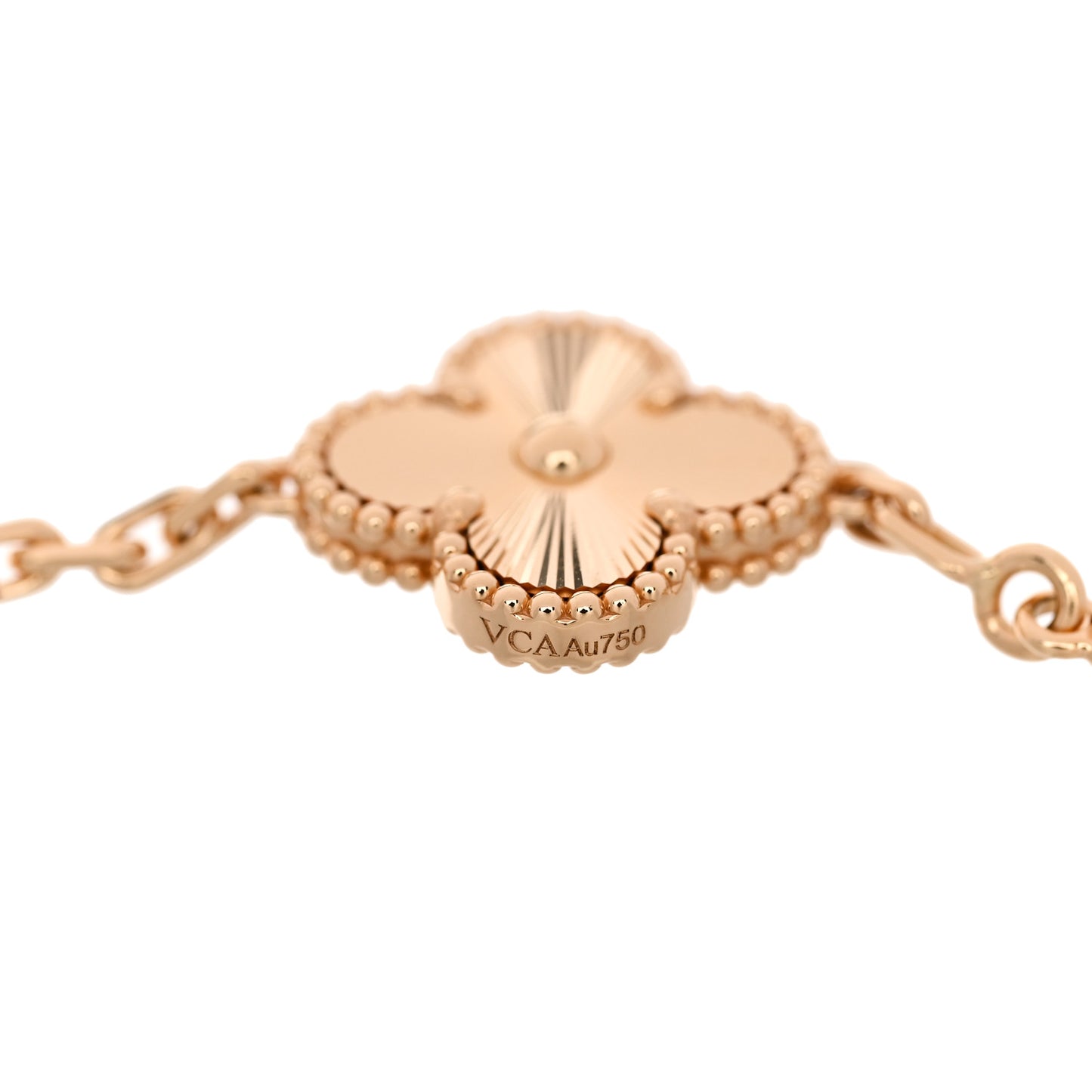18K Yellow Gold Diamond 5 Motifs Guilloche Vintage Alhambra Bracelet