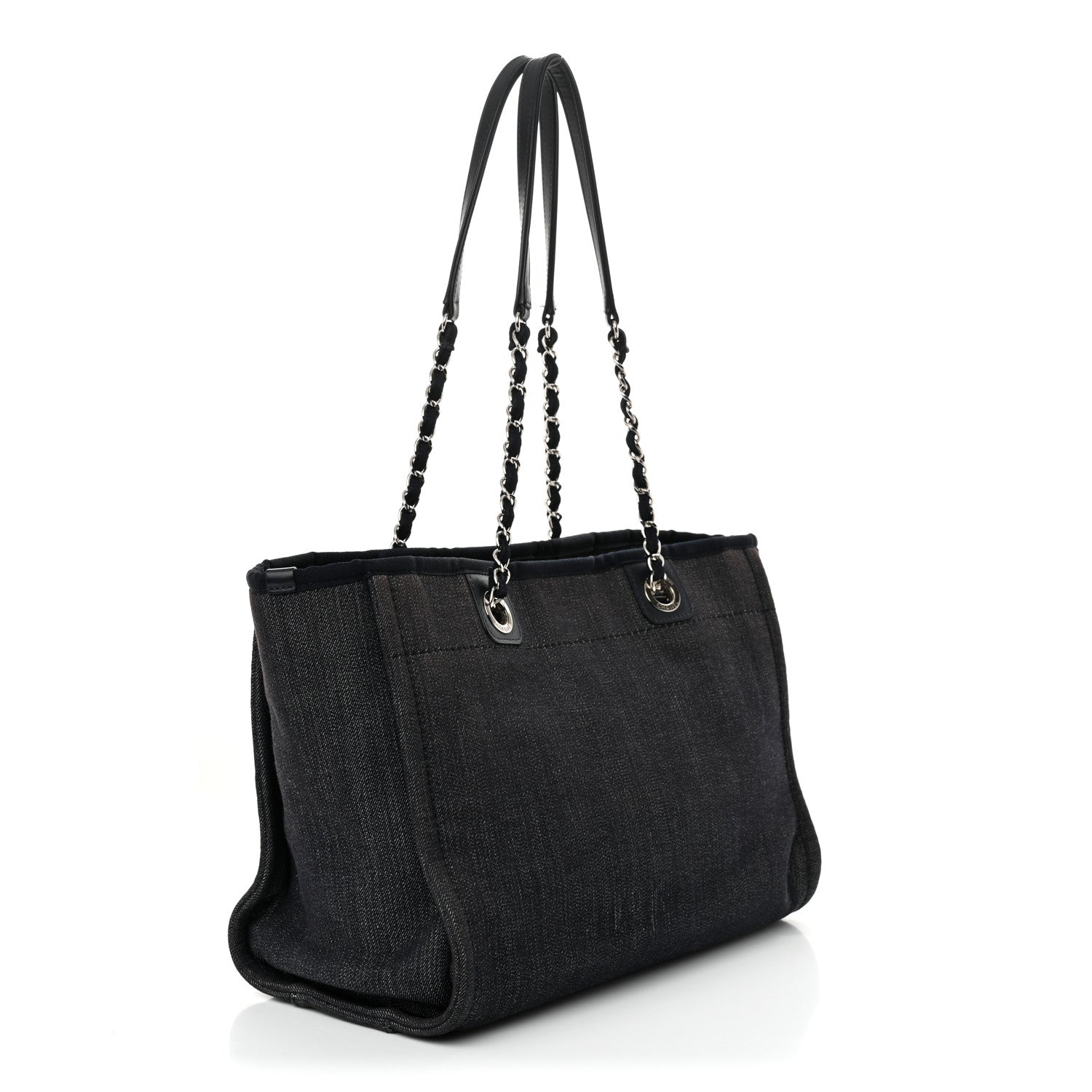Chanel Denim Small Deauville Tote Dark Blue 3 of 11