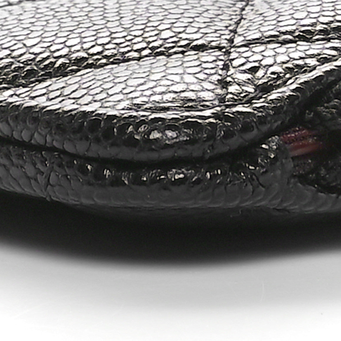 Caviar Quilted Large Flap Zip Clutch Black