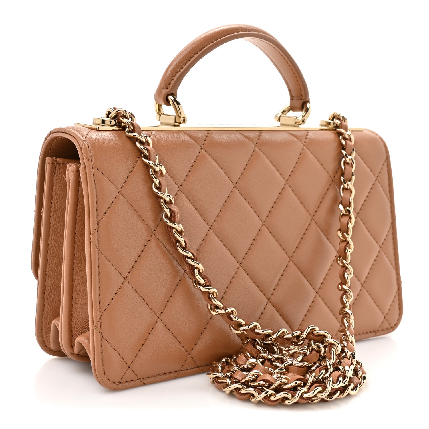 Chanel Lambskin Quilted Trendy CC Dual Handle Clutch With Chain