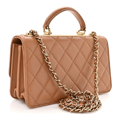 Chanel Lambskin Quilted Trendy CC Dual Handle Clutch With Chain Brown 3 of 13