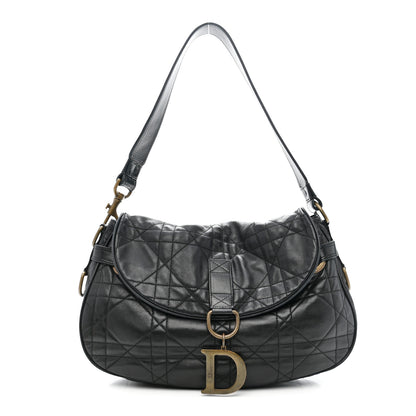 Christian Dior Lambskin Cannage Flap Messenger Bag Black 1 of 11