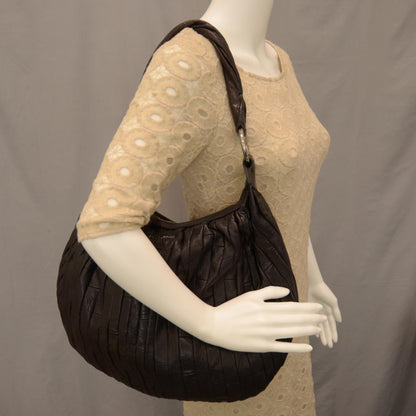 Miu Miu Leather Plisse Hobo Black 2 of 8