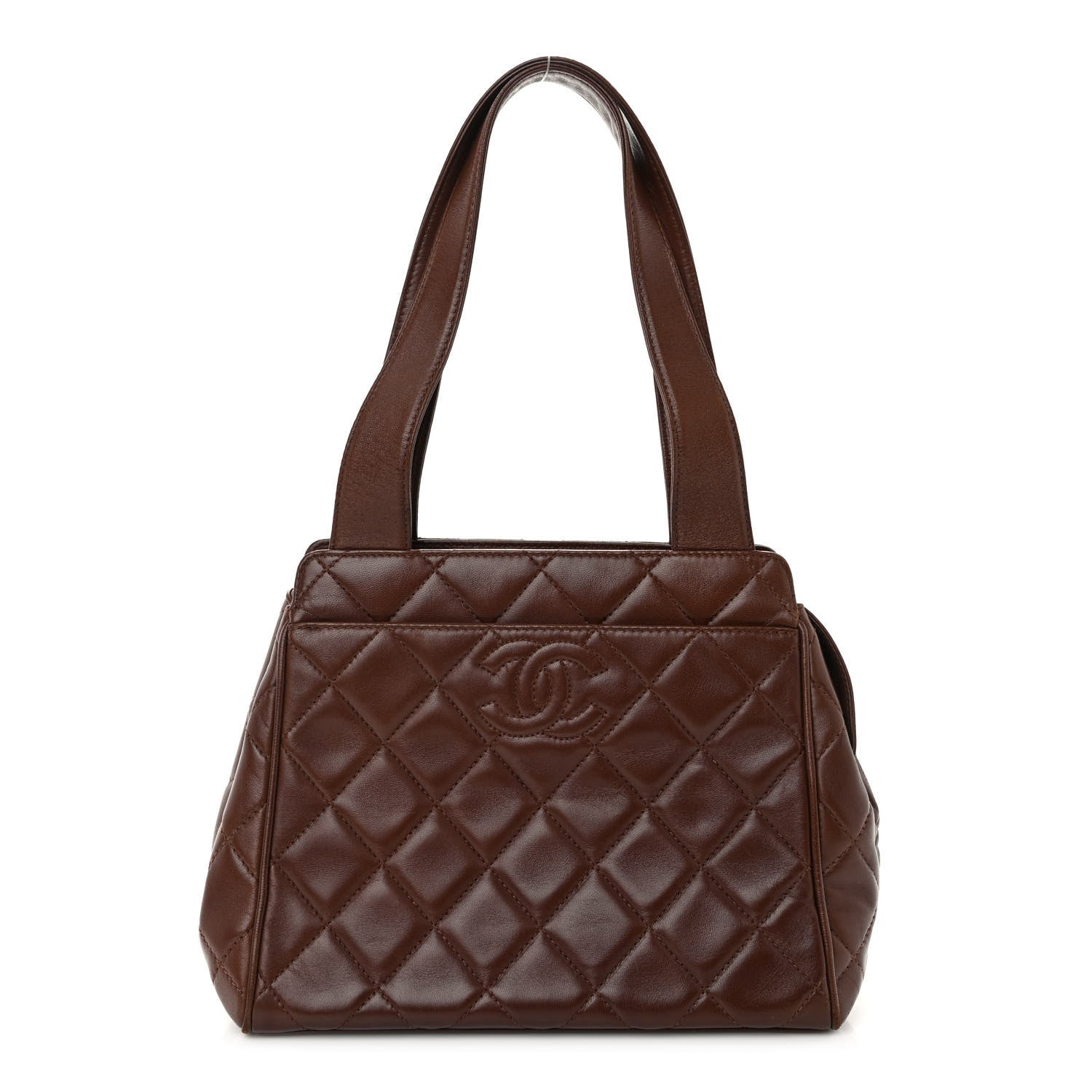 Chanel Lambskin Quilted CC Shoulder Bag Brown 1 of 9