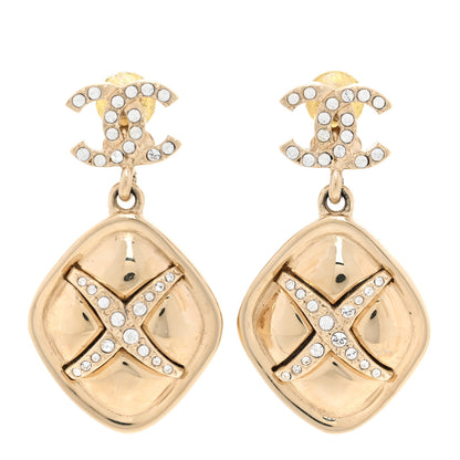 Chanel Crystal CC Drop Earrings Gold 1 of 4