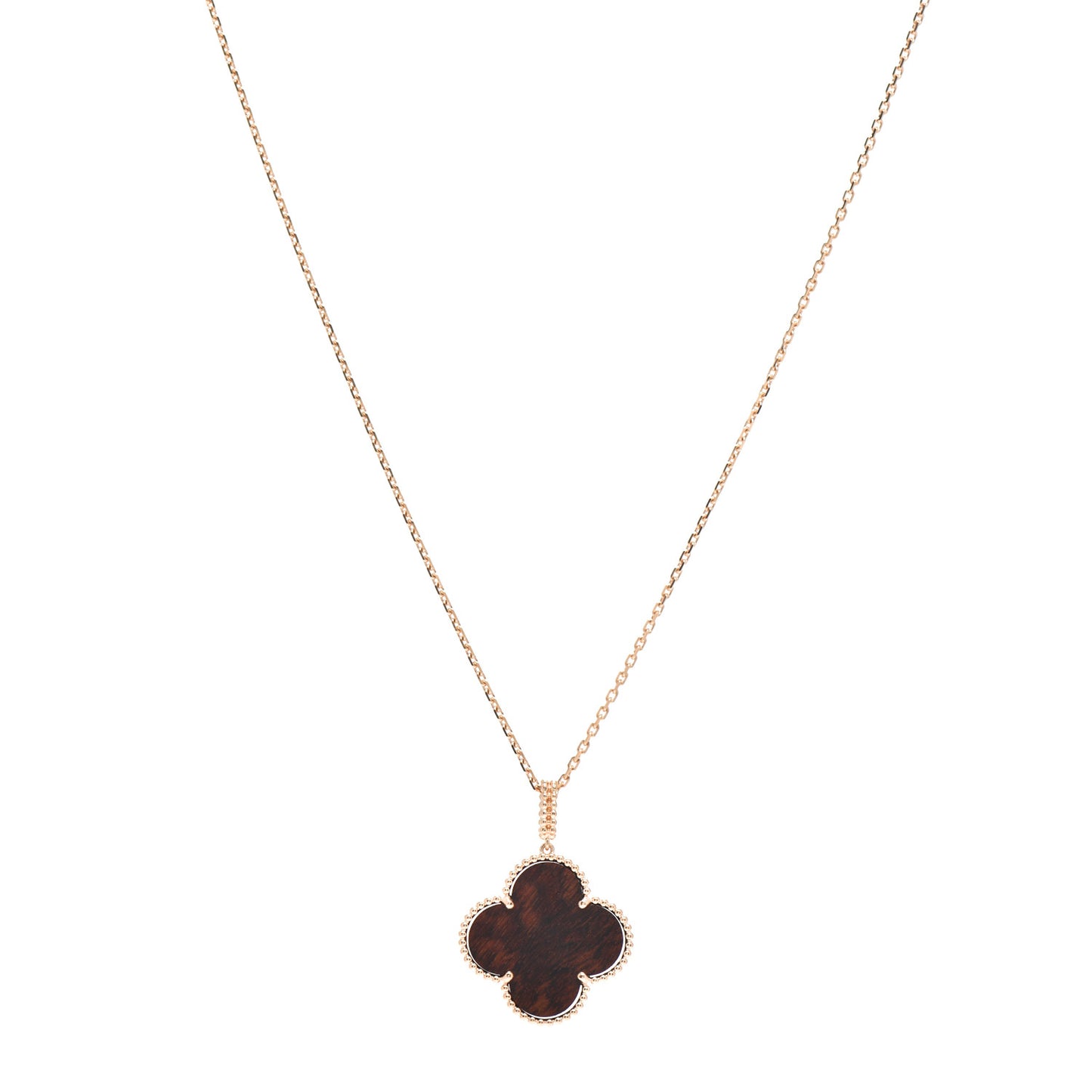 18K Rose Gold Letterwood Magic Alhambra Long Necklace