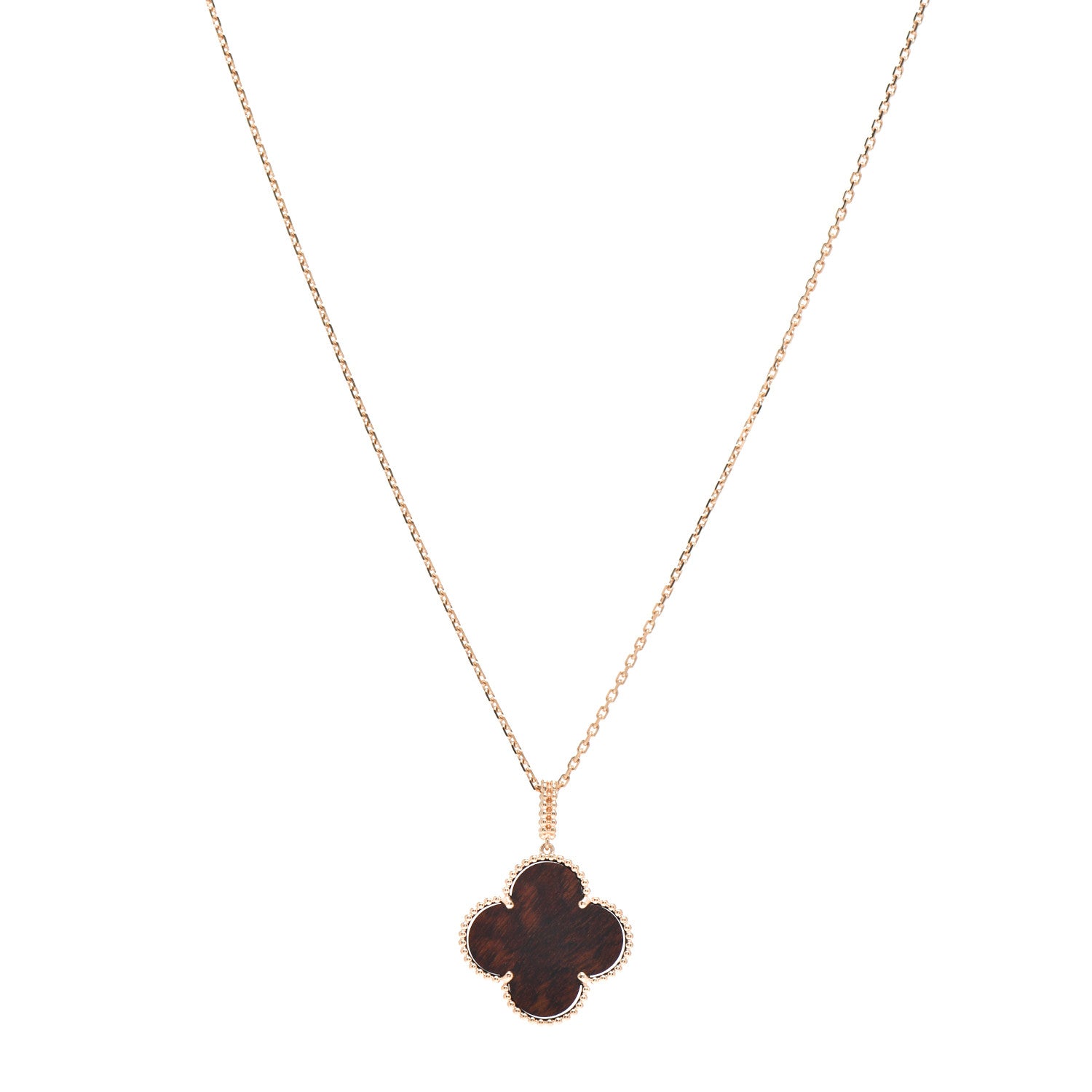 Van Cleef & Arpels 18K Rose Gold Letterwood Magic Alhambra Long Necklace 1 of 5