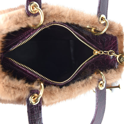 Christian Dior Mink Fur Crocodile Lady Dior Brown 5 of 12