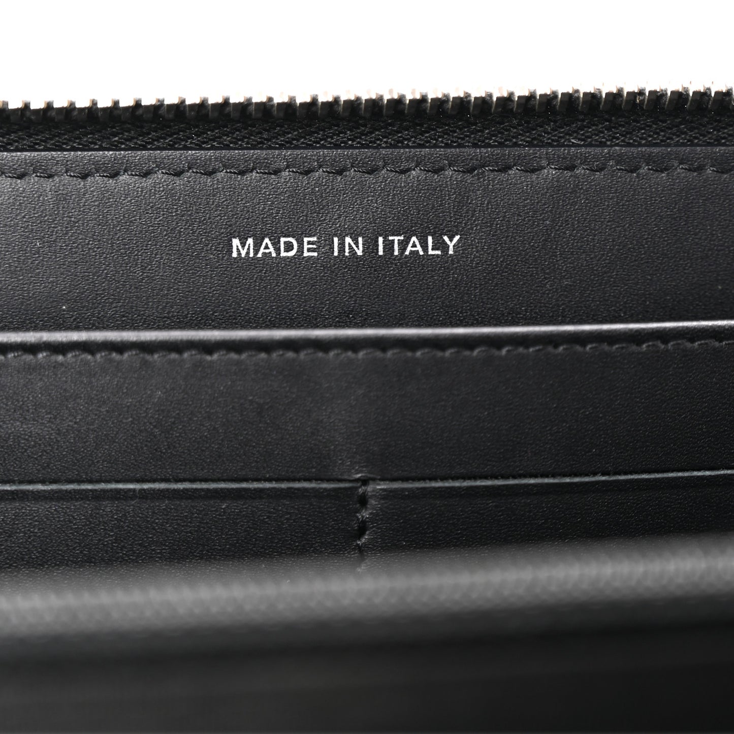 Patent Chevron Quilted CC Zip Around Wallet Black