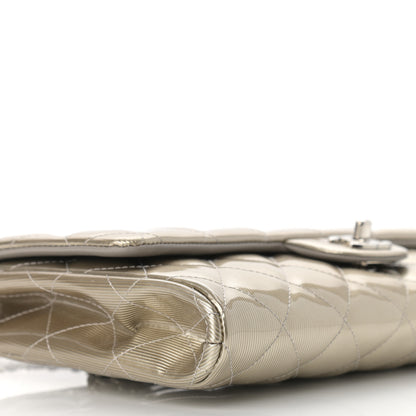 Chanel Striated Patent Quilted Clutch With Chain Flap Beige 9 of 10