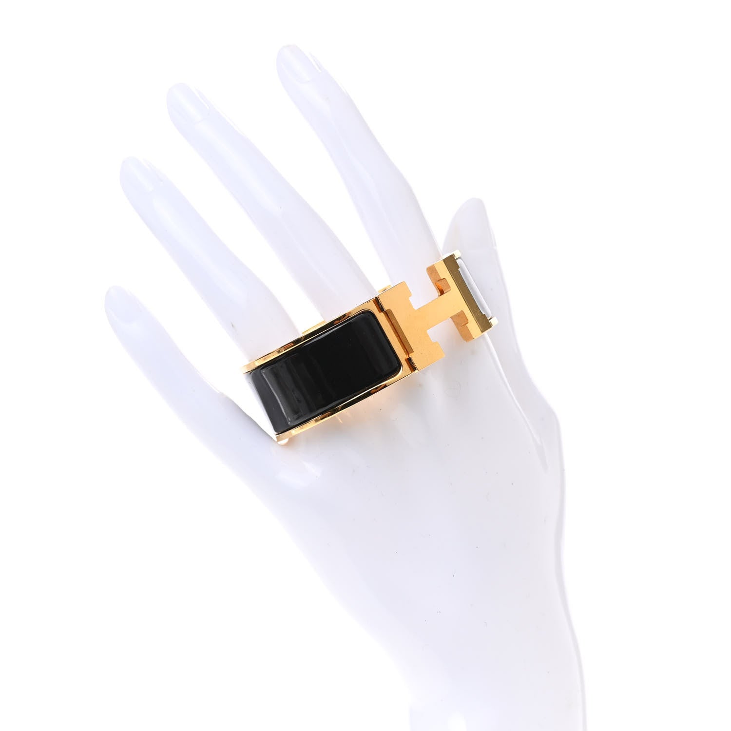 Hermes Enamel Wide Clic Clac H Bracelet GM Black 2 of 5