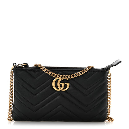 Gucci Calfskin Matelasse Mini GG Marmont Chain Bag Black 1 of 13