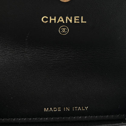 Chanel Shiny Lambskin Quilted Textured CC Card Holder Black 6 of 8
