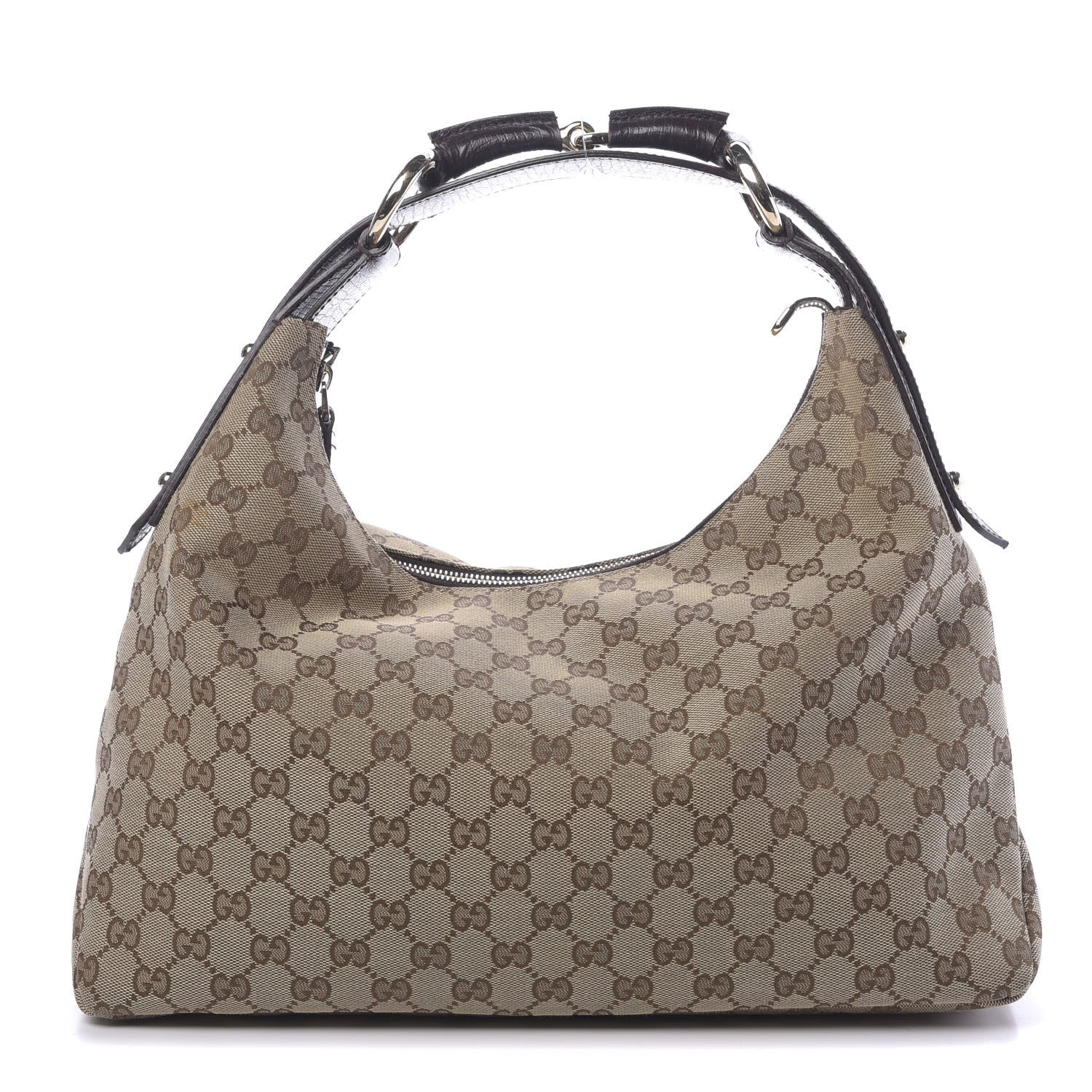Gucci Monogram Medium Horsebit Chain Hobo Dark Brown 1 of 11