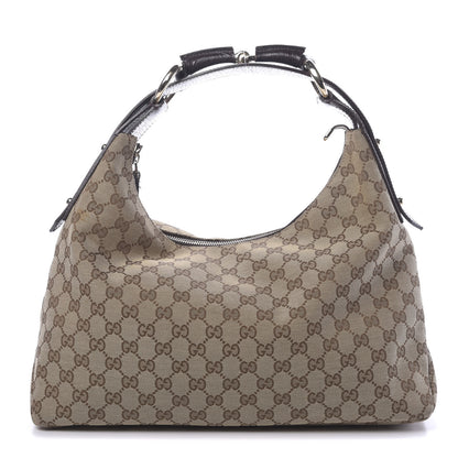 Gucci Monogram Medium Horsebit Chain Hobo Dark Brown 1 of 11