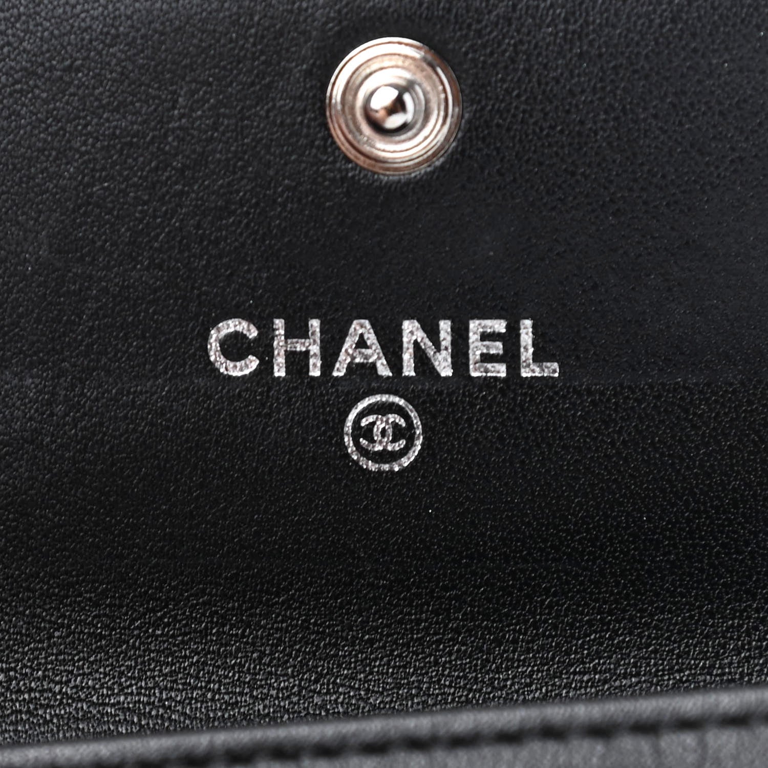 Chanel Striated Patent Quilted Card Holder Grey 6 of 6