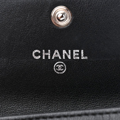 Chanel Striated Patent Quilted Card Holder Grey 6 of 6