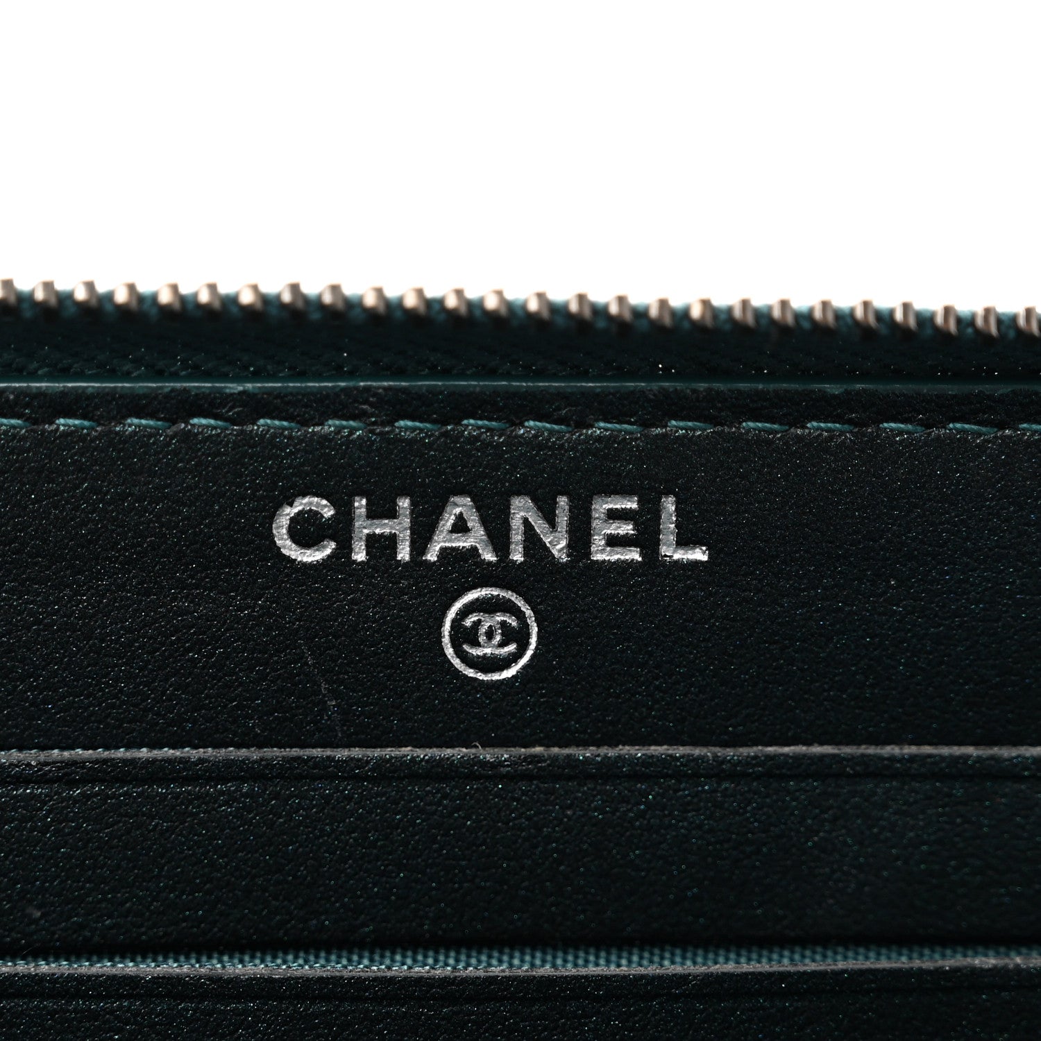 Chanel Iridescent Caviar Quilted Medium Filigree Zip Around Wallet Dark Turquoise 6 of 9
