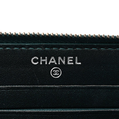 Chanel Iridescent Caviar Quilted Medium Filigree Zip Around Wallet Dark Turquoise 6 of 9