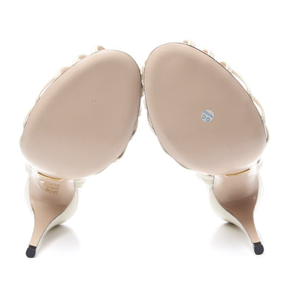 Gucci Vernice Crystal Sandals 38.5 Vintage White 5 of 10