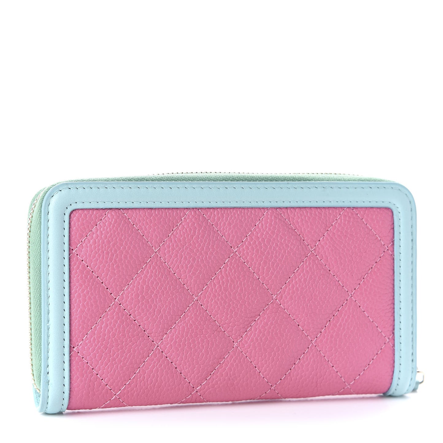 Caviar Quilted Medium Filigree Zip Around Wallet Pink Blue Green