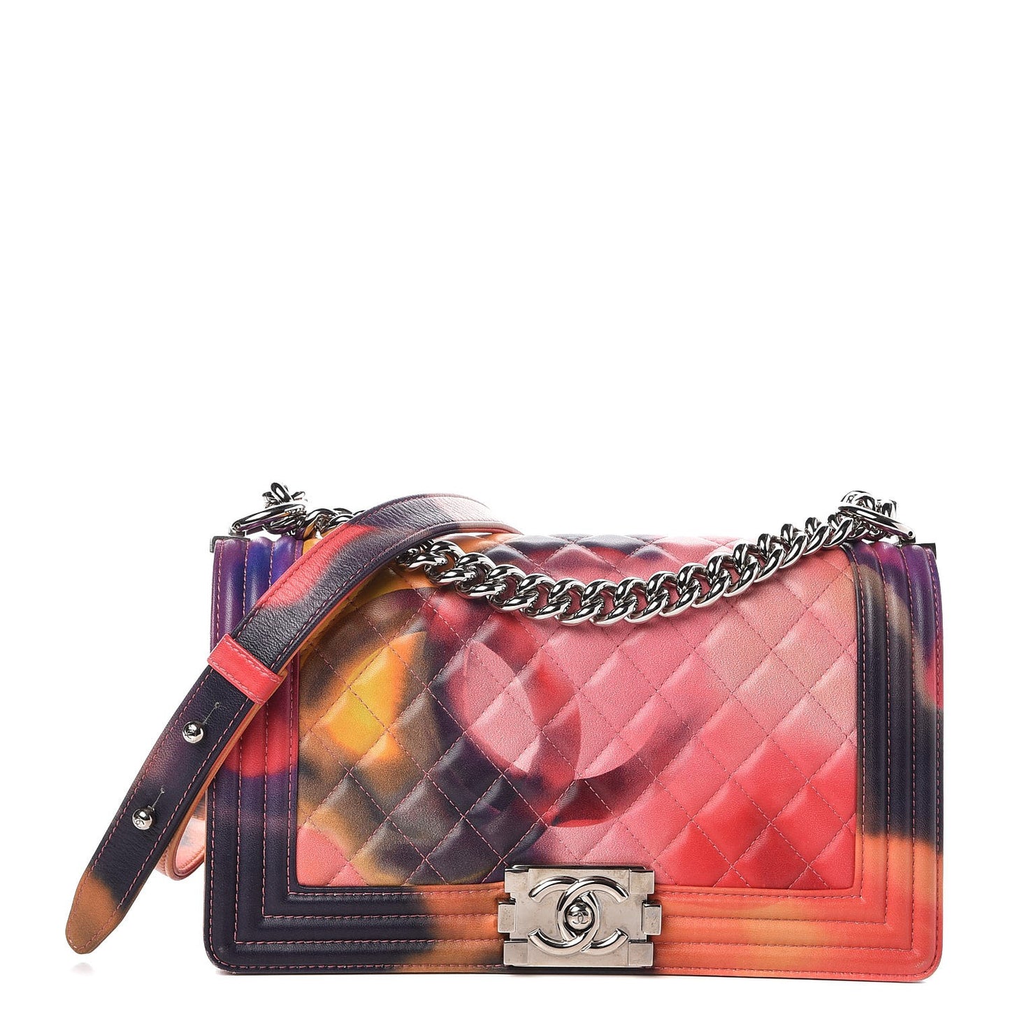 Lambskin Quilted Medium Flower Power Boy Flap