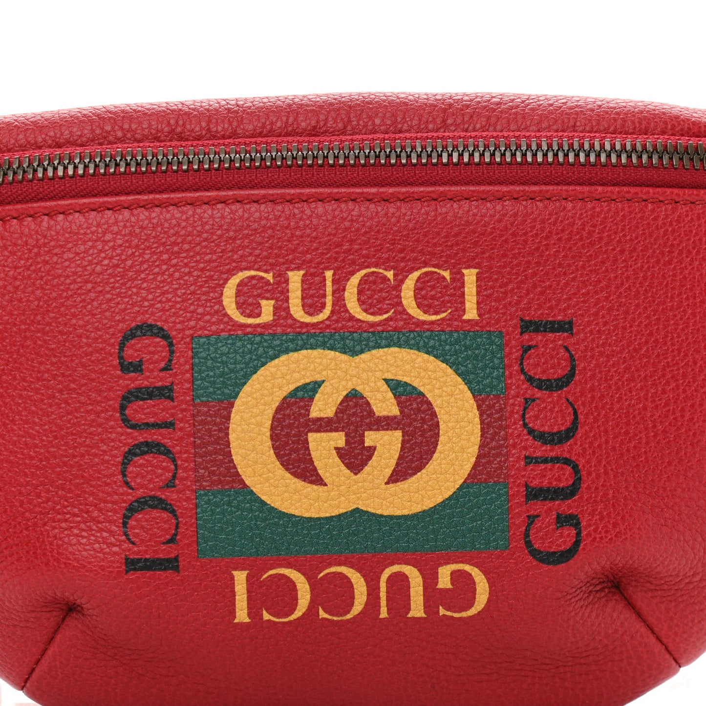 Grained Calfskin Small Logo Belt Bag Hibiscus Red