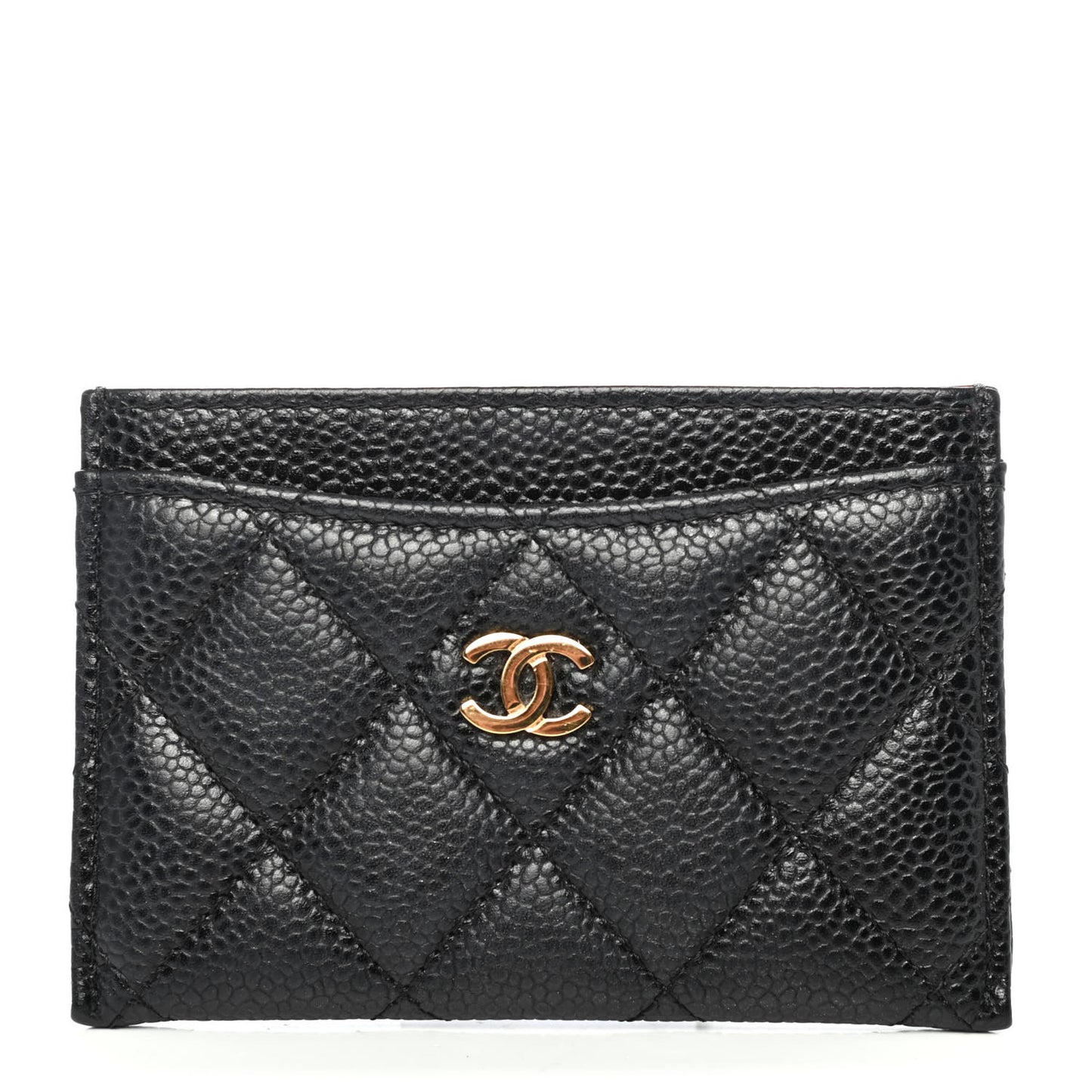 Caviar Quilted Card Holder Black