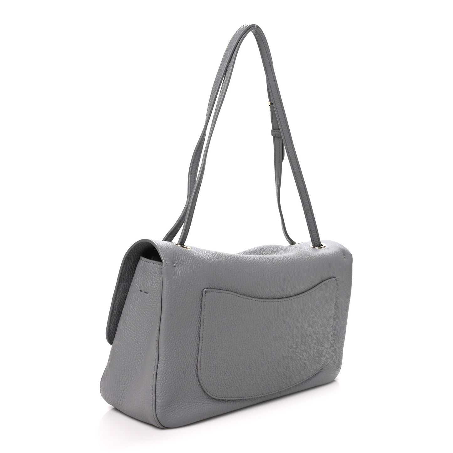 Grained Calfskin Small Souplissimo Maxi Flap Grey