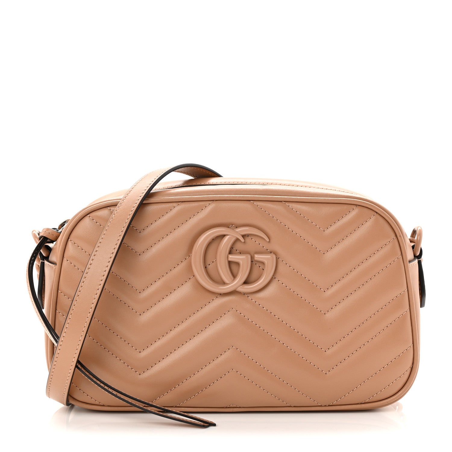 Gucci Calfskin Matelasse Monochrome Small GG Marmont Chain Shoulder Bag Camelia 1 of 10