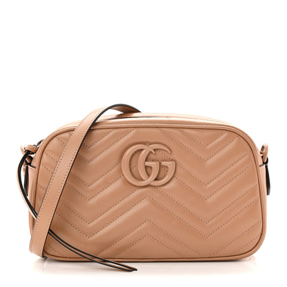 Gucci Calfskin Matelasse Monochrome Small GG Marmont Chain Shoulder Bag Camelia 1 of 10