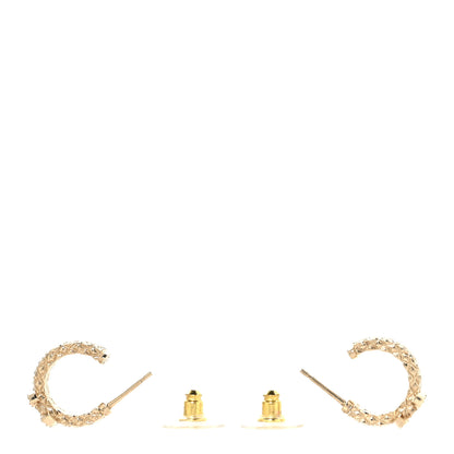 Chanel Metal Crystal Quilted CC Hoop Earrings  Gold 3 of 5