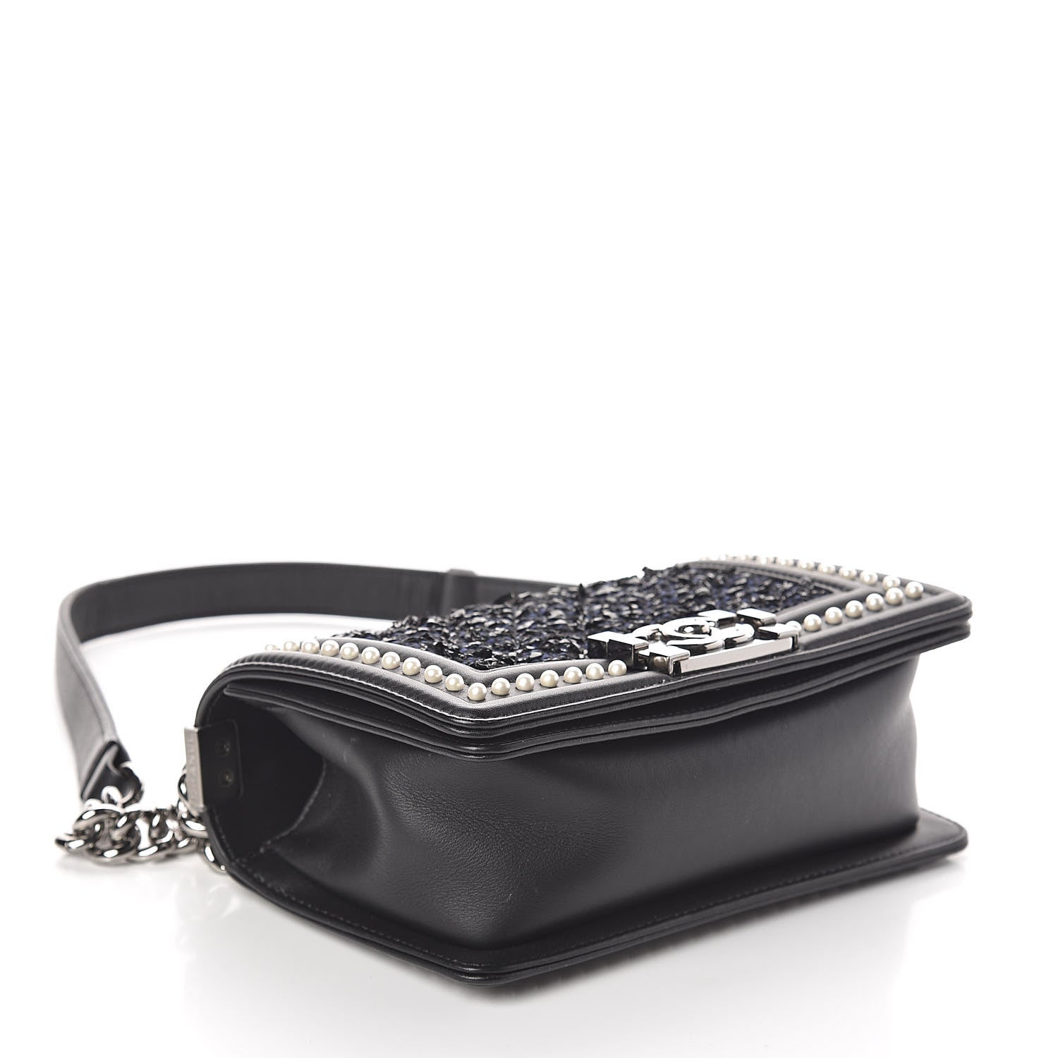 Chanel Calfskin Pearl Tweed Small Boy Flap Black 4 of 10
