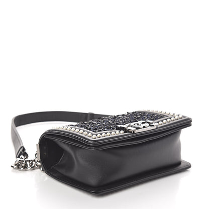 Chanel Calfskin Pearl Tweed Small Boy Flap Black 4 of 10