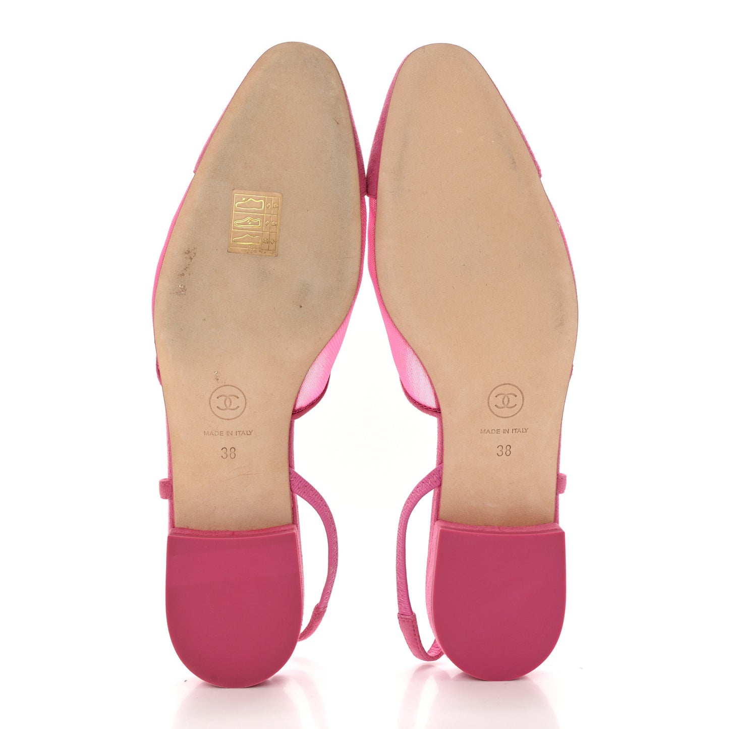 Mesh Suede Kidskin Cap Toe CC Slingback Flat 38 Pink