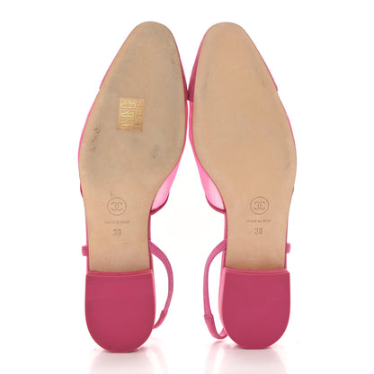 Chanel Mesh Suede Kidskin Cap Toe CC Slingback Flat 38 Pink 5 of 7