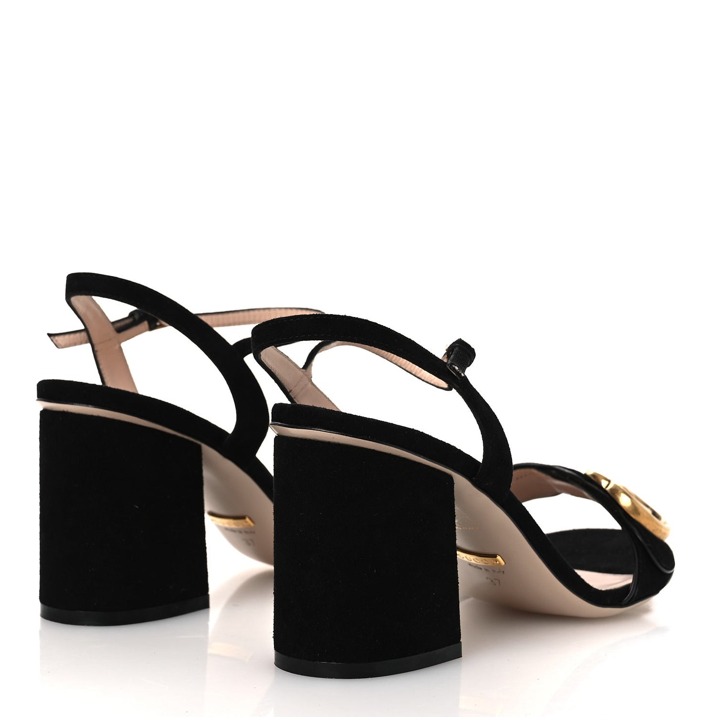 Kid Scamosciato GG Marmont Ankle Wrap 75mm Sandals 37 Black