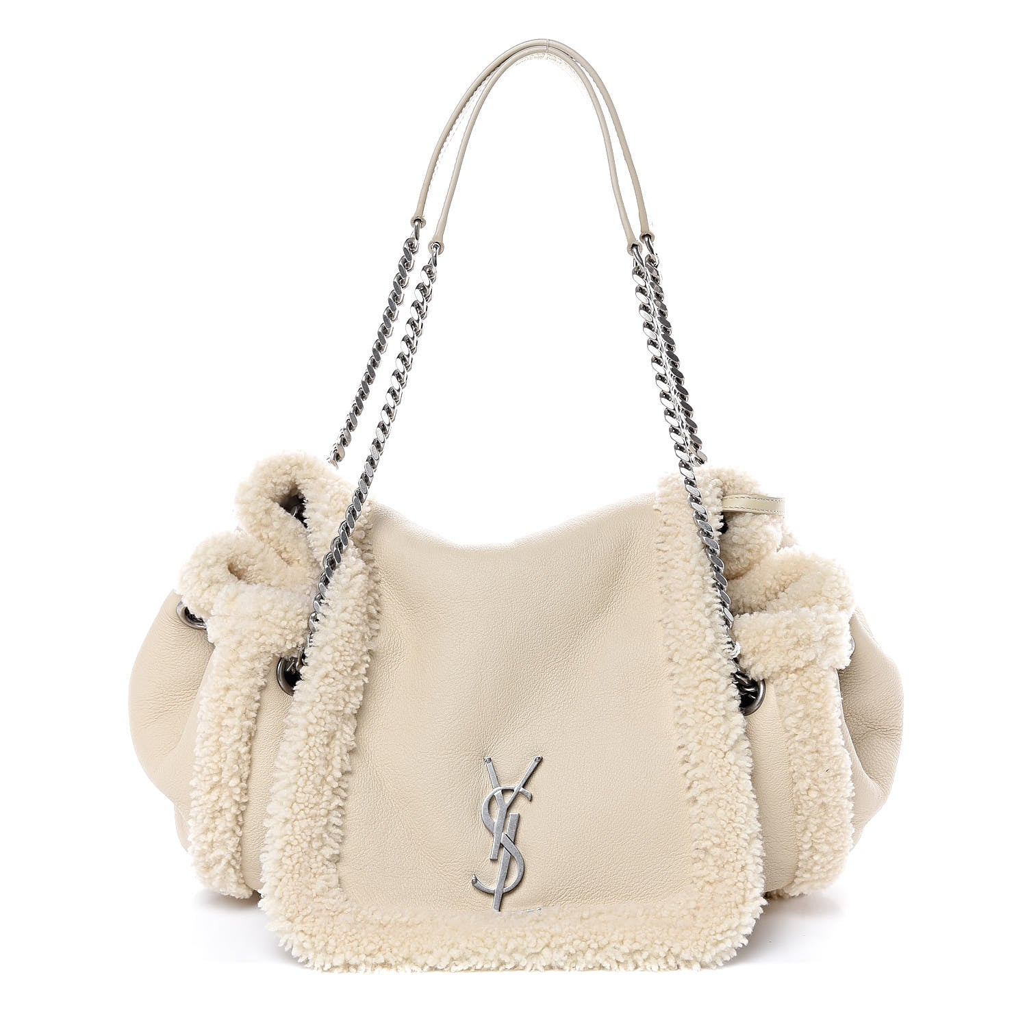 Saint Laurent Shearling Medium Nolita Shoulder Bag Natural 3 of 8
