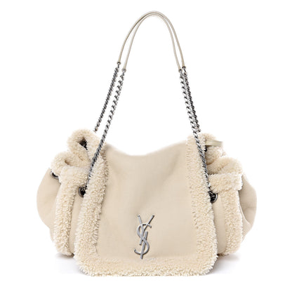 Saint Laurent Shearling Medium Nolita Shoulder Bag Natural 3 of 8